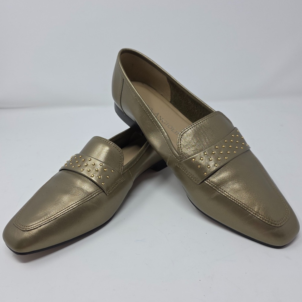 Enzo Angiolini Liberty Loafers Womens‎ 9.5M Gold Studded Slip-On Leather Classic